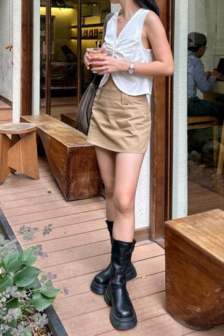 Carlyn Lace Trim Ruched Vest Top