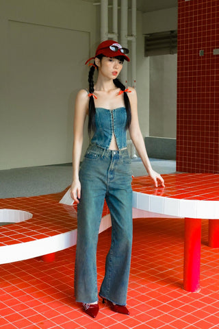 Regular Louise Frayed Hem Denim Jeans Version 2