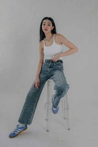 Petite Klaude Straight Leg Denim Jeans Version 1