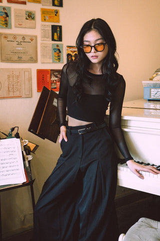 Marae Mesh Long Sleeve Padded Top