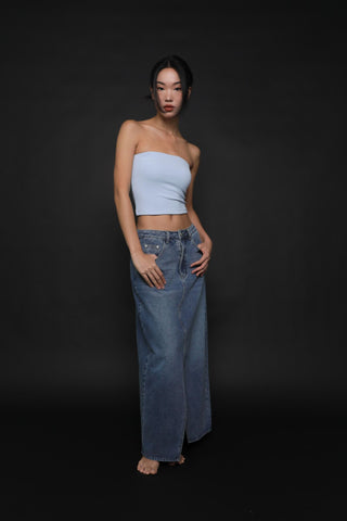 Allison Slit Front Denim Maxi Skirt
