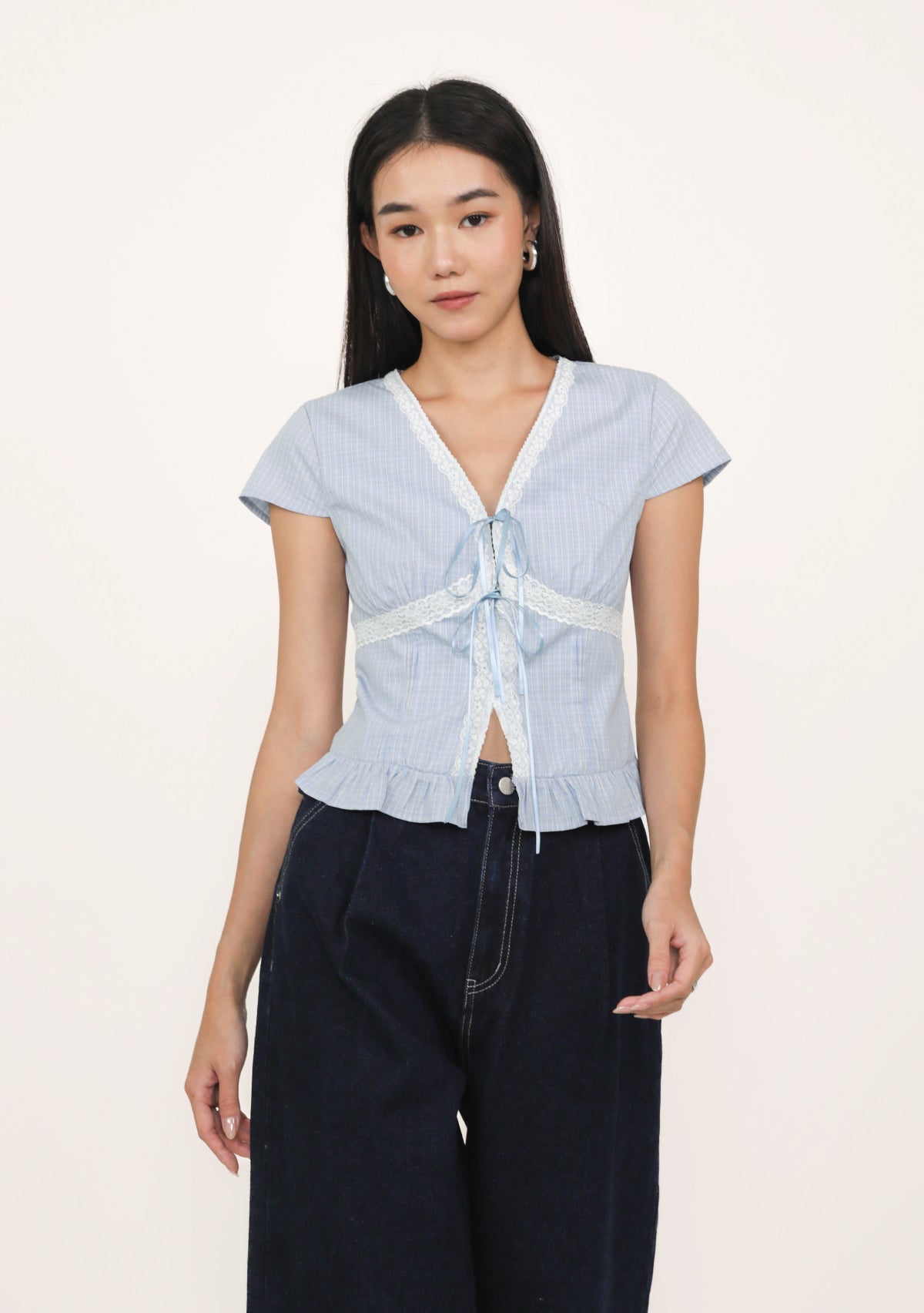 Manila Lace Trim Ribbon Blouse (Plaid) – The Tinsel Rack