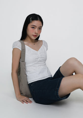 Genova Ruched Eyelet Top