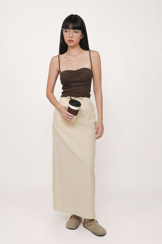 Jaden Linen Drawstring Maxi Skirt