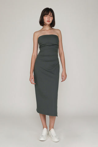 Alexandre Ruched Tube Padded Midi Dress