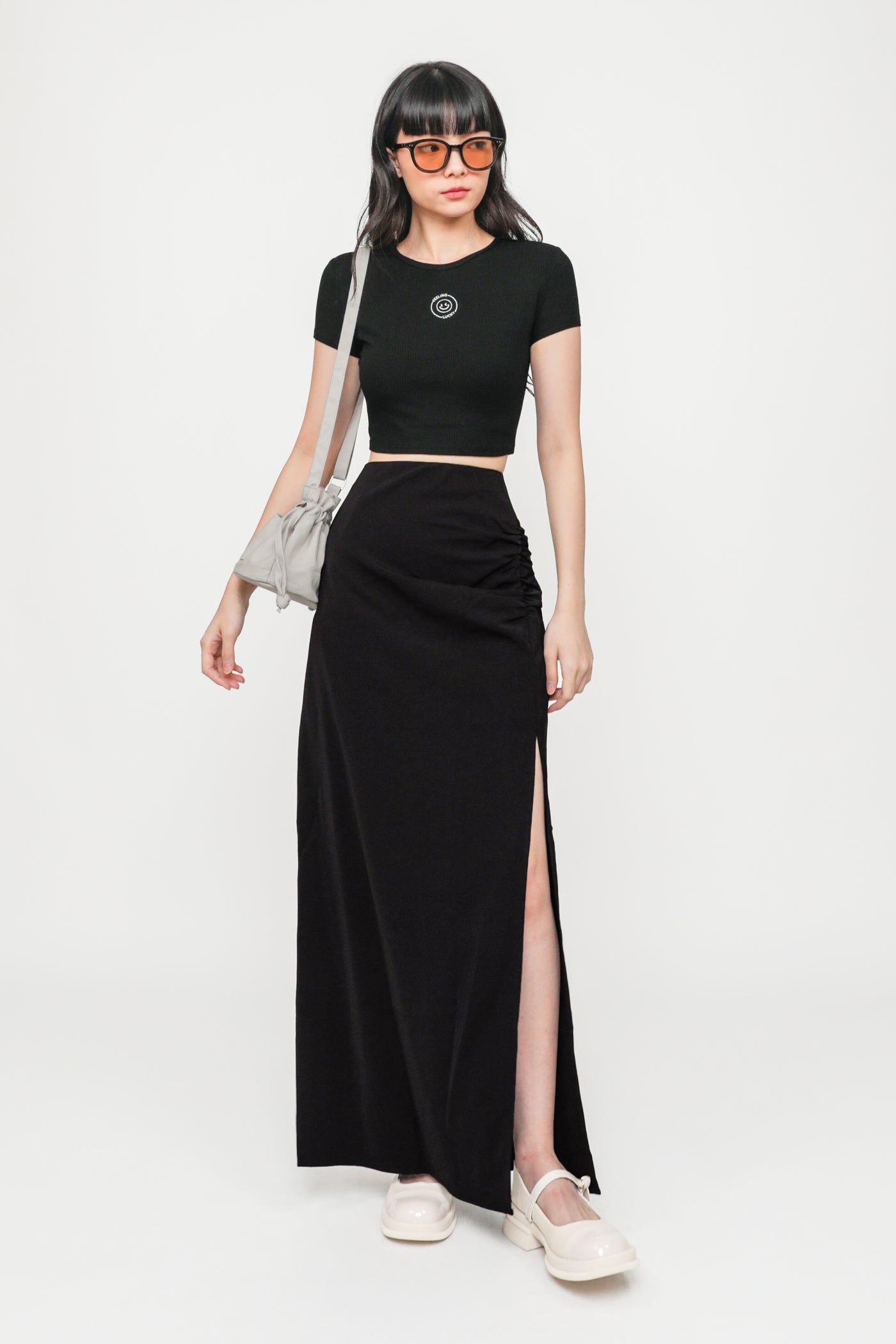 Regular Amina Ruched Side Maxi Skirt