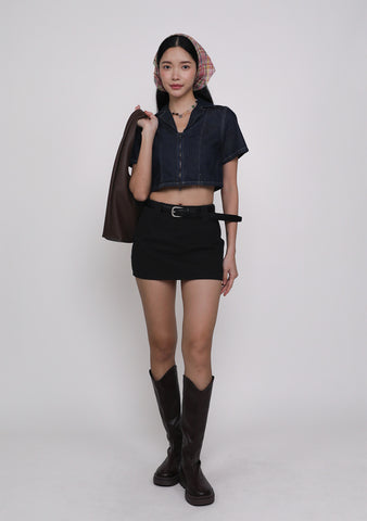 Astrid Denim Zip Up Top