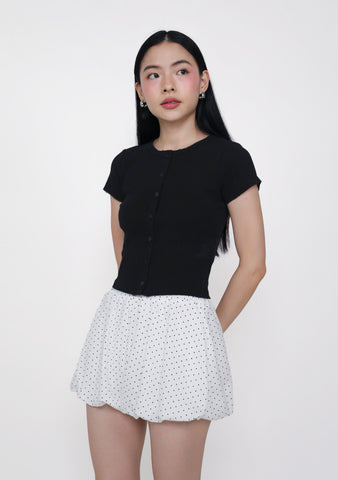 Mito Ribbed Button Top