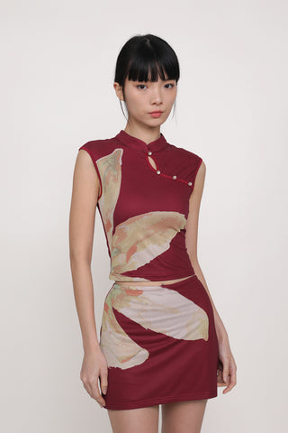 Daniah Mandarin Collar Mesh Top