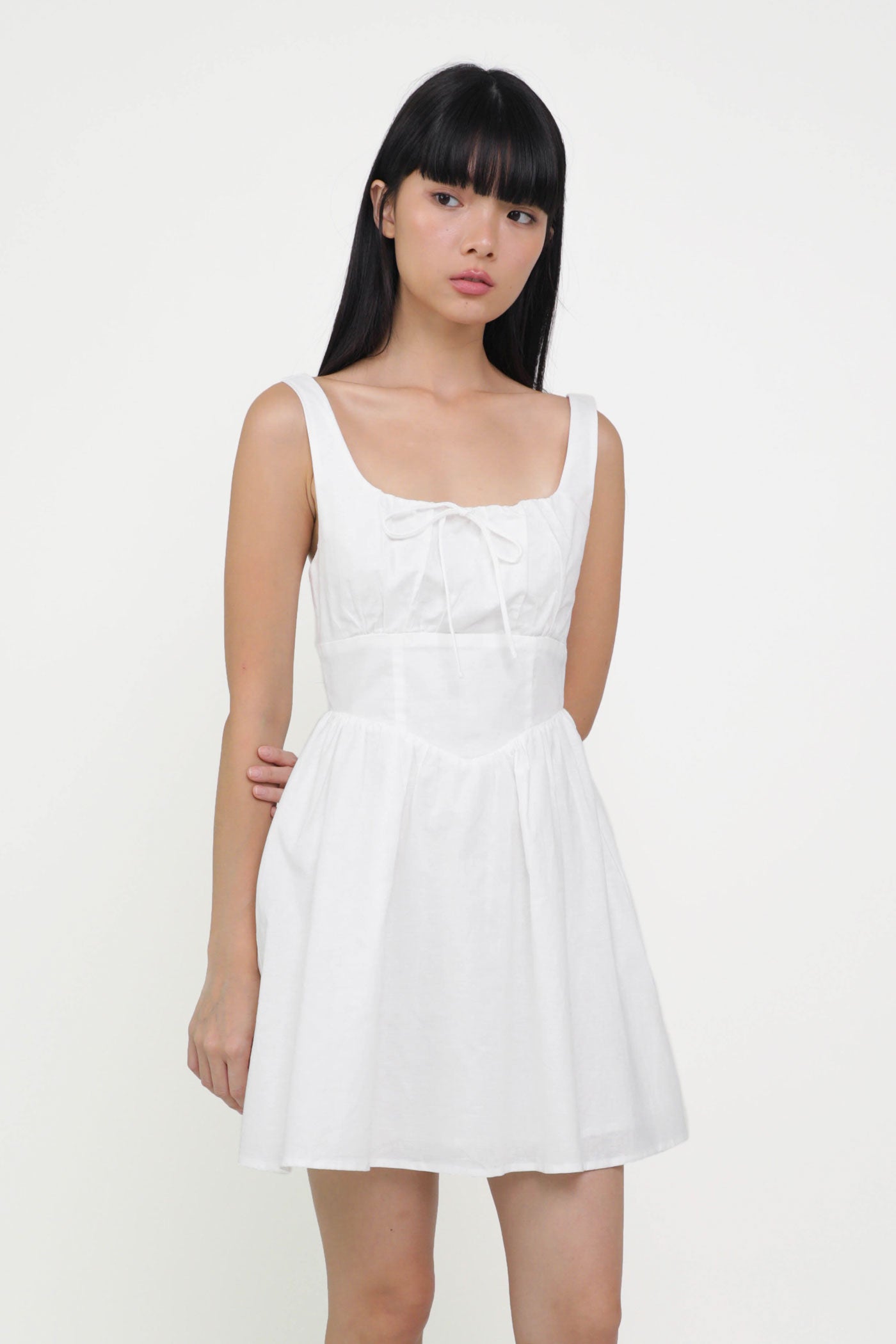 Erica Corset Linen Dress White / XL