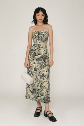 Jiselle Ruched Side Midi Skirt