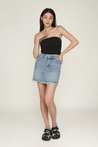 Kass Frayed Denim Skirt