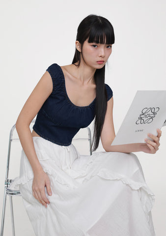 Keidi Ruched Denim Top