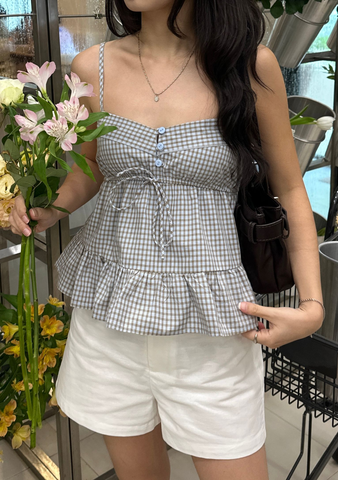 Lenora Babydoll Top (Plaid)