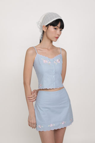 Lune Embroidery Scallop Hem Skirt