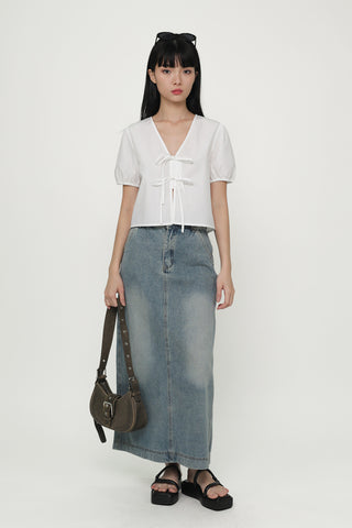 Maybelle Tie Front Puff Sleeve Top