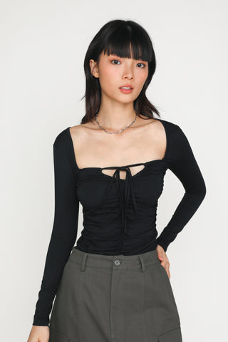 Nadine Ruched Front Long Sleeve Top