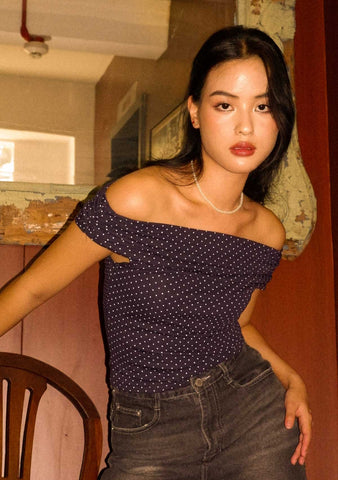 Mollie Off Shoulder Top (Polka Dot)