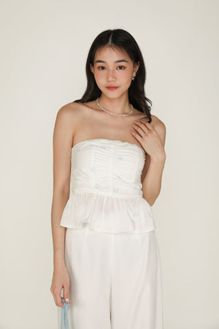 Nina Embroidery Padded Babydoll Tube Top