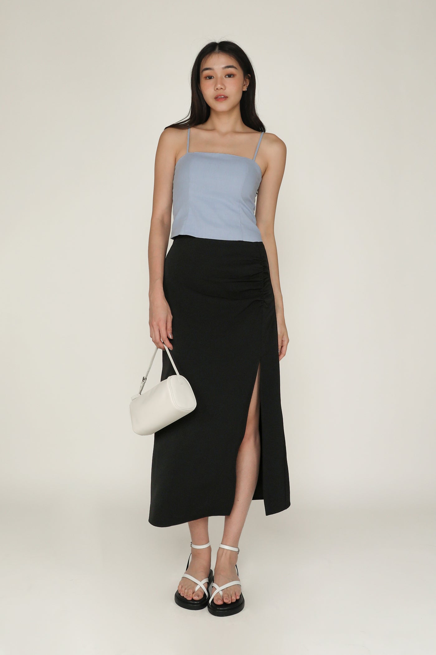 Petite Amina Ruched Side Maxi Skirt