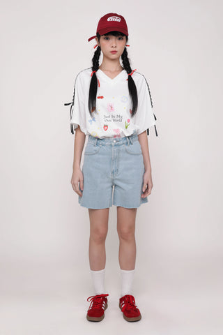 Elvina Raw Hem Mom Shorts