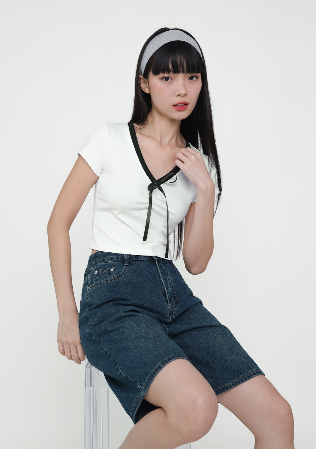 トップス Avrill ribbon tops ANDMARY】Avrill ribbon tops
