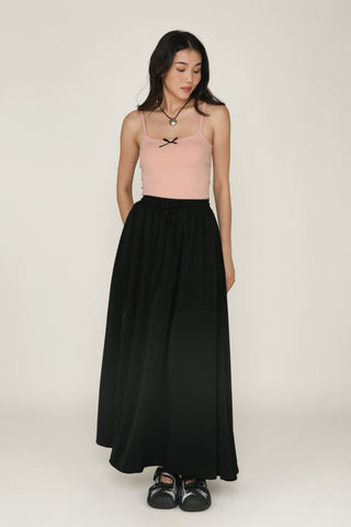 Rylee Drawstring Flare Maxi Skirt