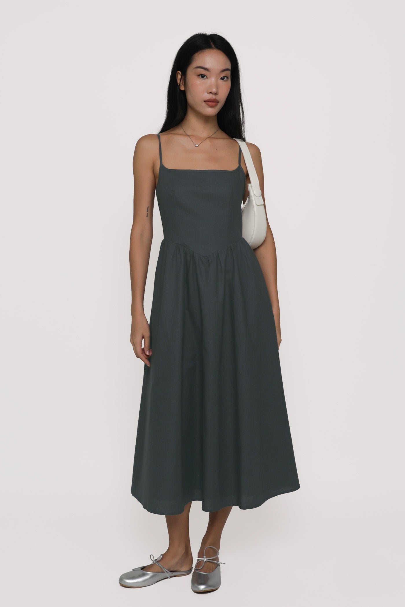 corset midaxi dress Marguerite Draped Corset Midaxi Dress in Ivory
