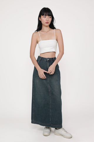 Petite Thea Denim Flare Skirt