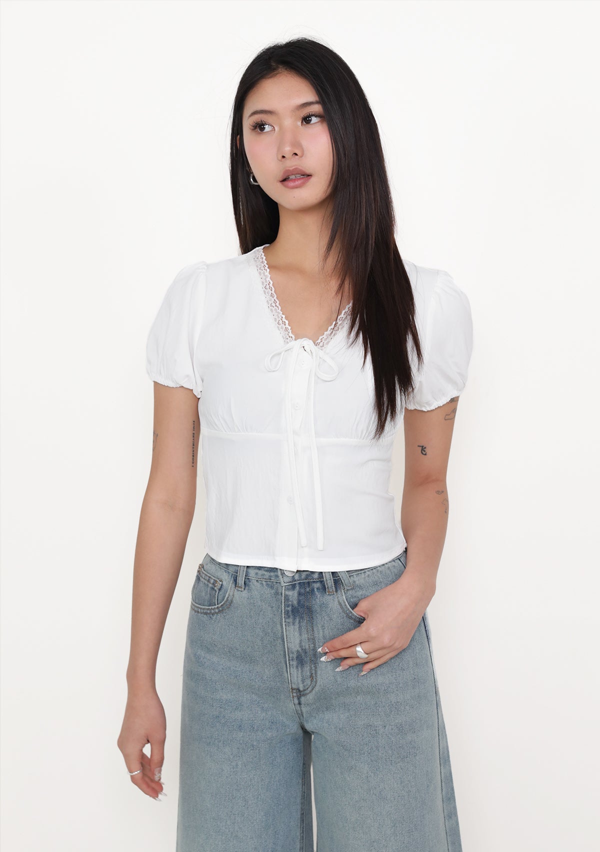 Elyana Puff Sleeve Lace Blouse – The Tinsel Rack