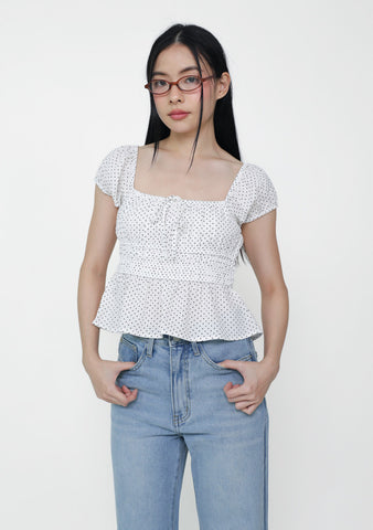 Yukari Babydoll Top (Polka Dot)