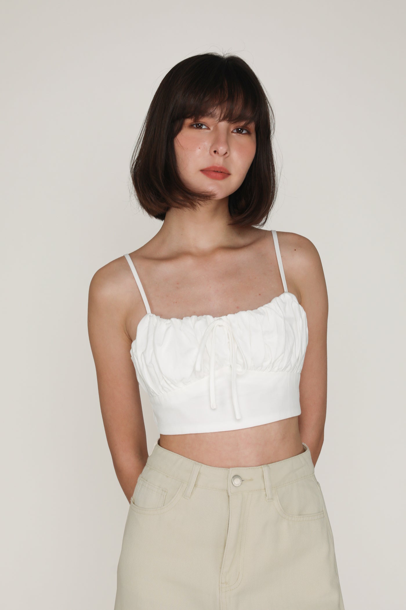 トップス Melt the lady tiny fluffy tank + tops Alouette Padded Cross Back Tank Top Black