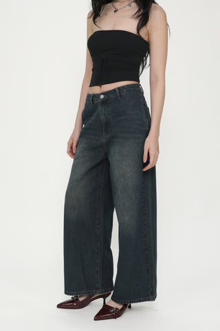 Xavier Wide Leg Mid Rise Denim Jeans
