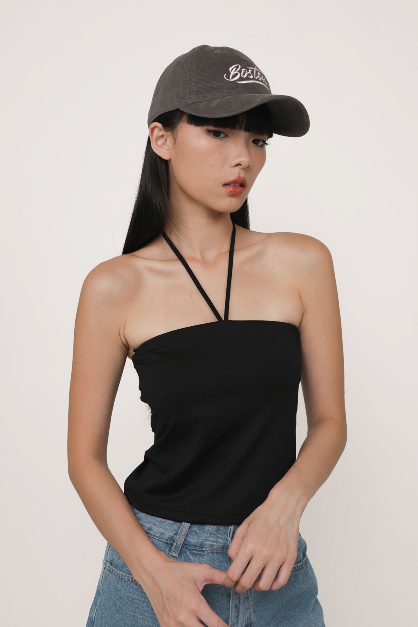【usagi】HALTER HIGH NECK CAMISOLE TOPS Asiah Halter Neck Cami Top Off White– Selfie Leslie
