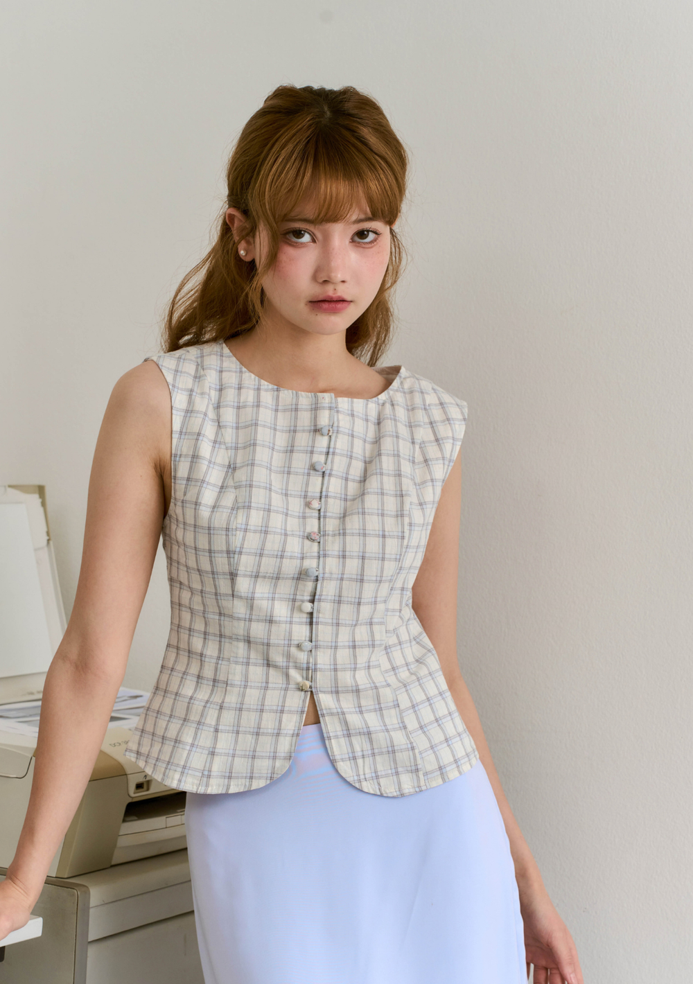 Tessa Button Top (Plaid)