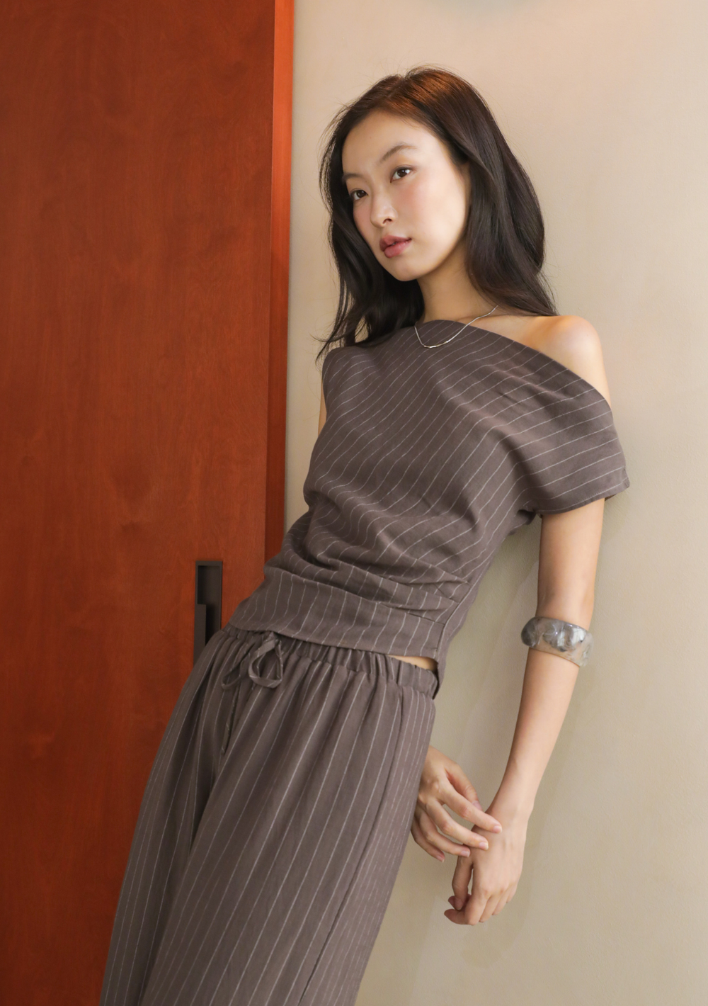 Oasis Off Shoulder Top (Stripes)