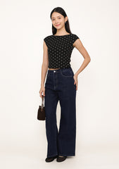 Drea Basic Boat Neck Top (Polka Dot)