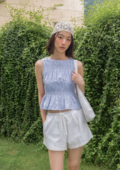 Della Shirred Top (Version 2) (Plaid)