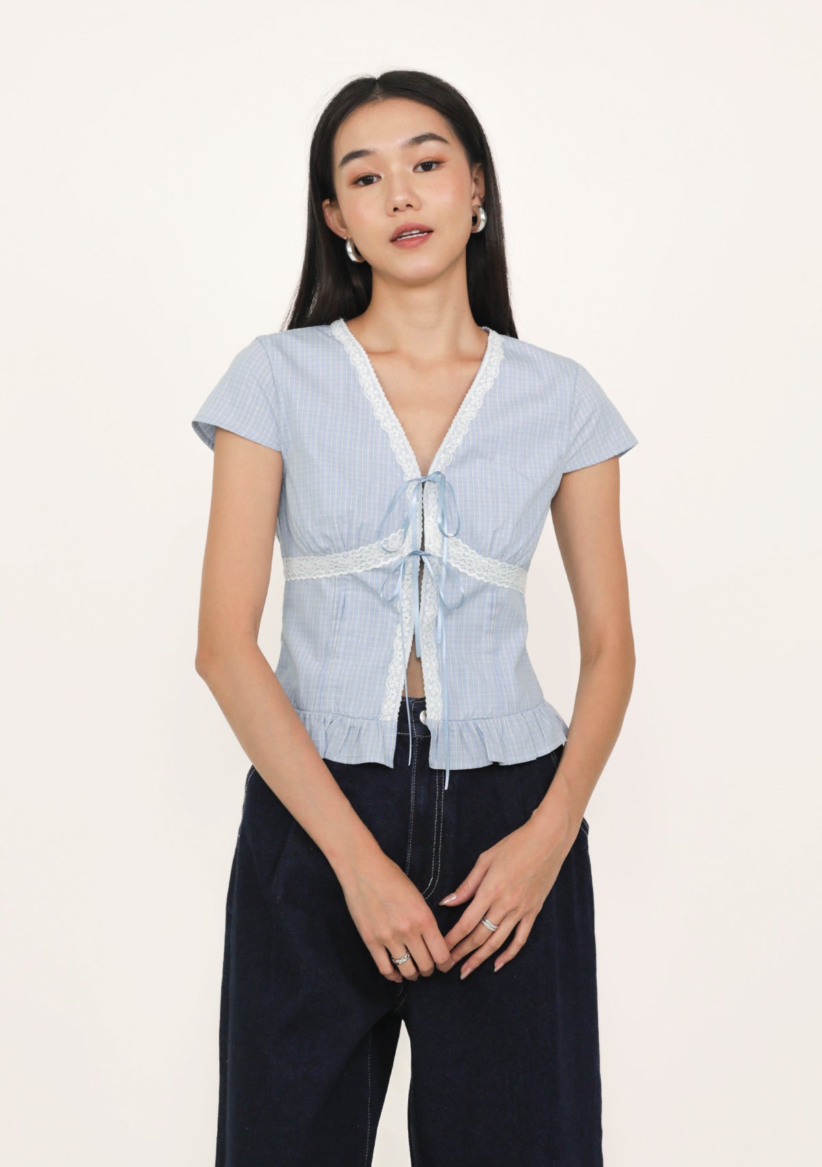 Manila Lace Trim Ribbon Blouse (Plaid) – The Tinsel Rack