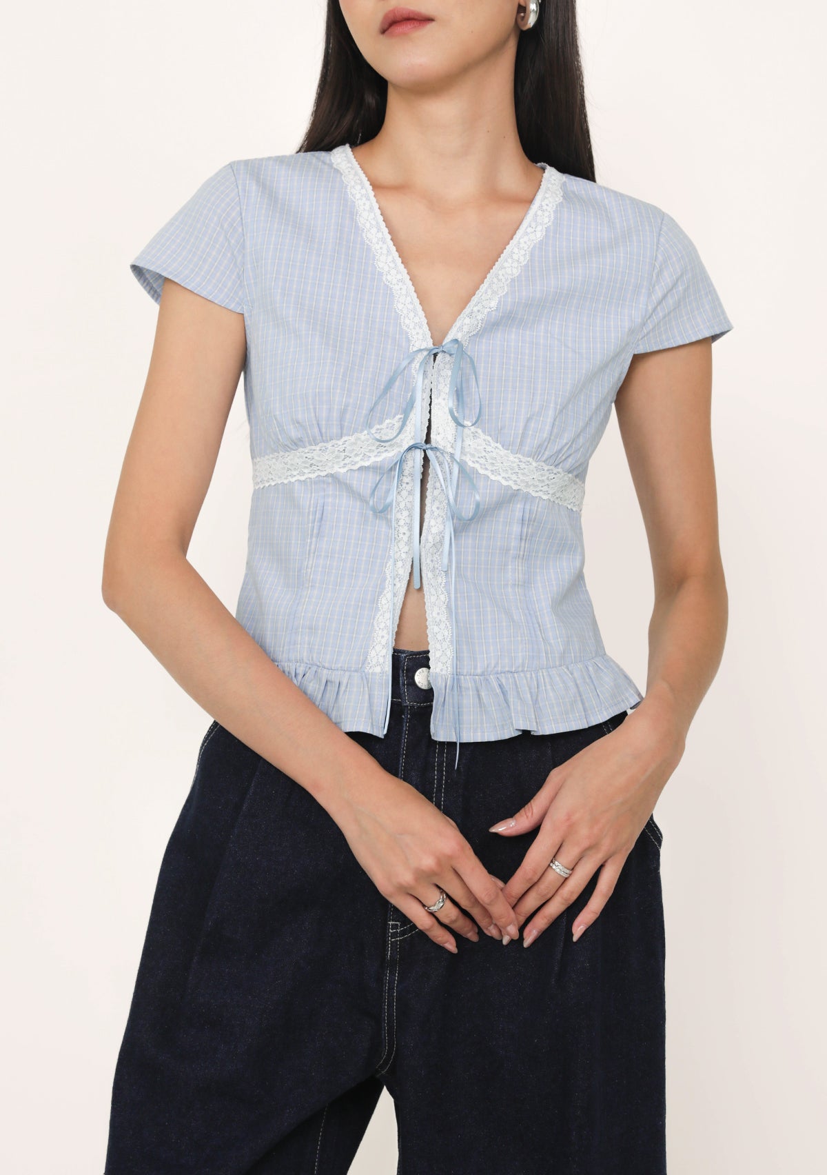 Manila Lace Trim Ribbon Blouse (Plaid) – The Tinsel Rack