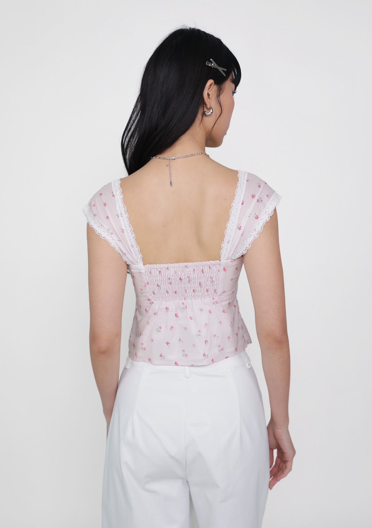 Nyu Ribbon Lace Trim Padded Top (Floral) – The Tinsel Rack