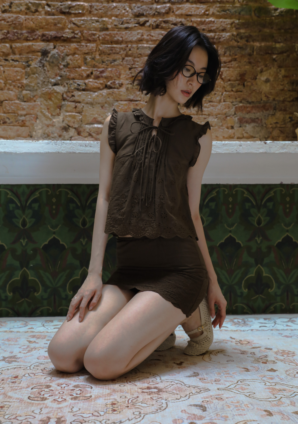Kaori Eyelet Embroidery Ruffle Top