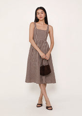 Sadie Padded Midi Dress (Plaid)