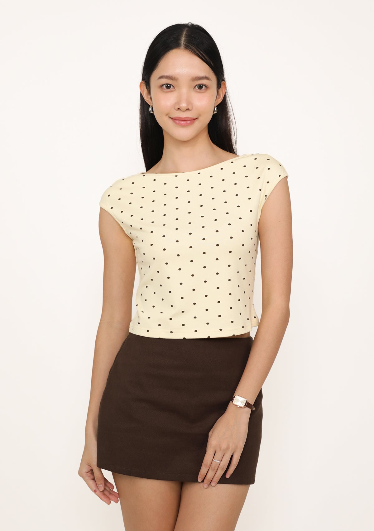 Drea Basic Boat Neck Top (Polka Dot) – The Tinsel Rack