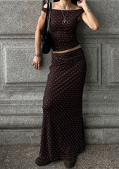 Terra Mesh Padded Boat Neck Top (Prints)