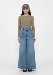 Clark Front Pocket Wide Leg Denim Jeans