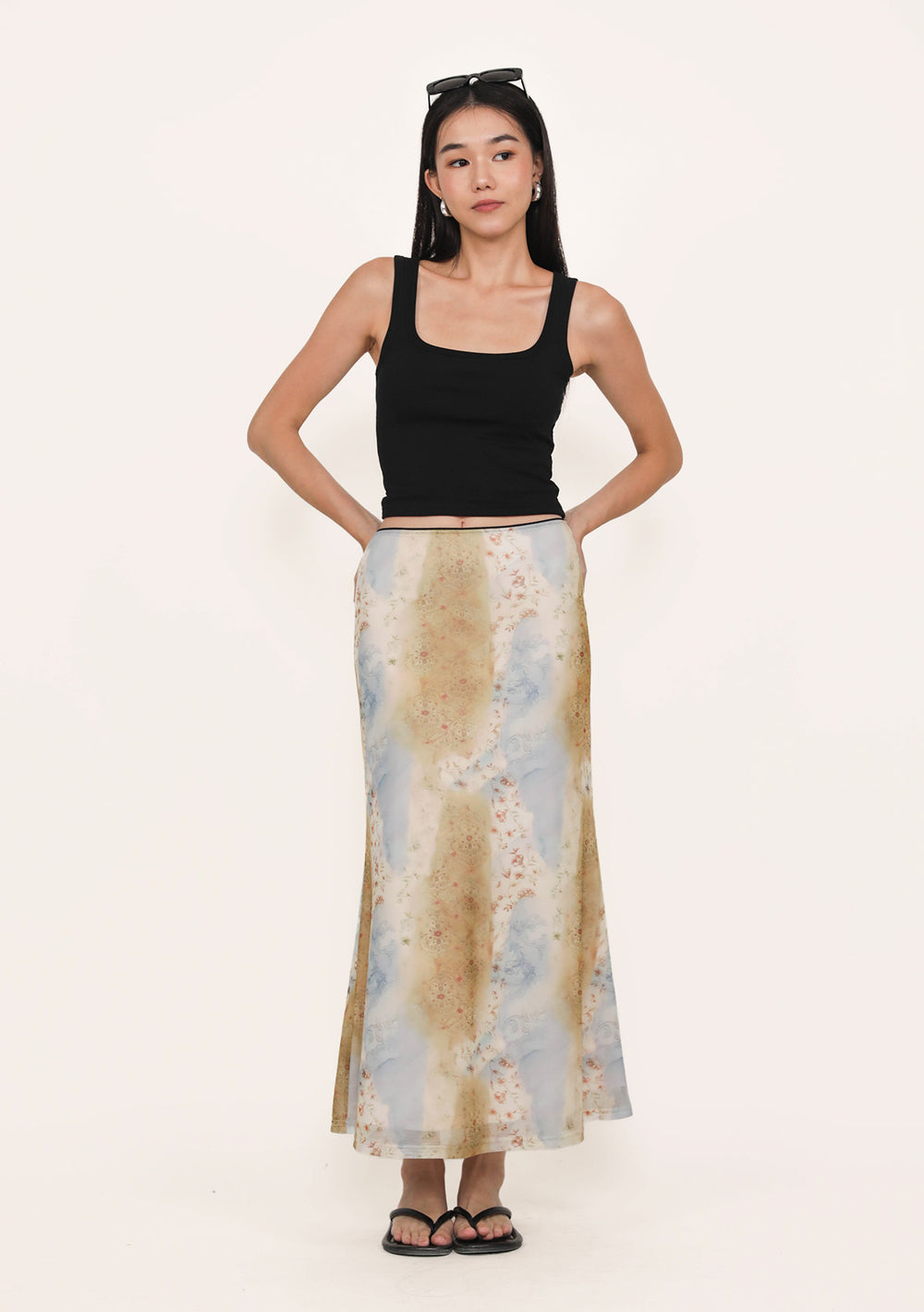 Colette Bias Cut Maxi Skirt (Abstract)