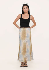 Colette Bias Cut Maxi Skirt (Abstract)