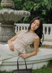 Della Shirred Top (Plaid)