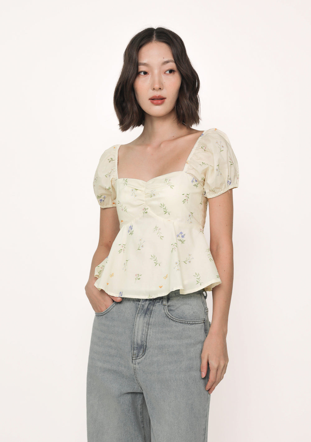 Marcella Sleeve Padded Top (Florals)